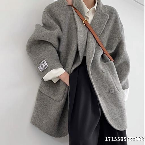 High end design sense Albaka baby camel fur double-sided wool coat for women, versatile Korean double-sided woolen coat for women
