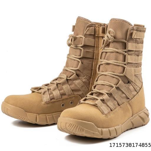 2024 Ultra Light Soft Bottom Combat Boots Breathable Mountaineering Shoes Tactical Boots Men's Genuine Wear resistant Military Training Boots Anti slip Thin Edition