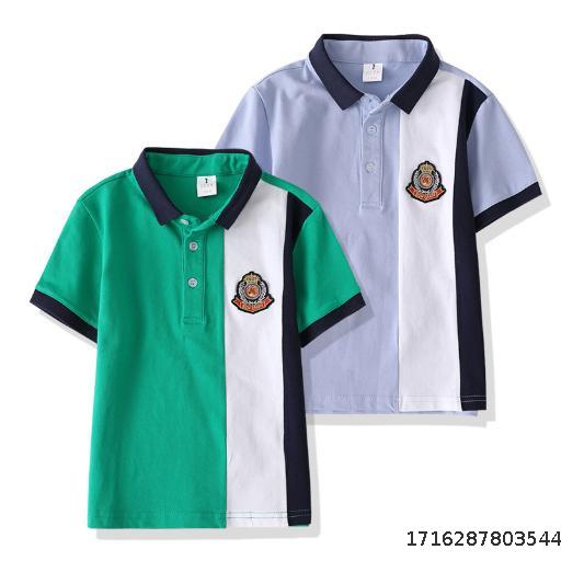 British style boys' T-shirt, pure cotton short sleeved summer elementary school, middle and high school children's polo shirt