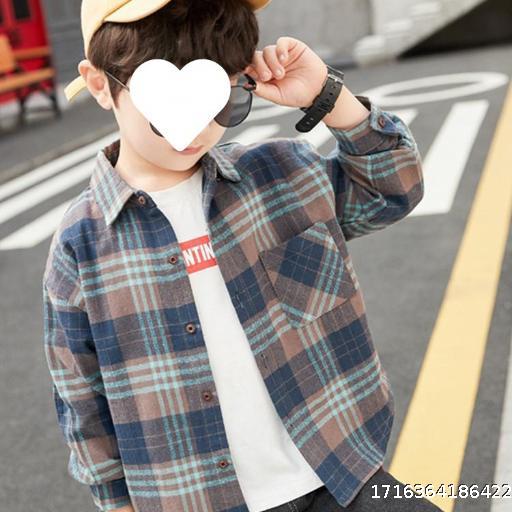 Boys shirt plaid new long sleeved children's trendy top, boys handsome and stylish jacket shirt