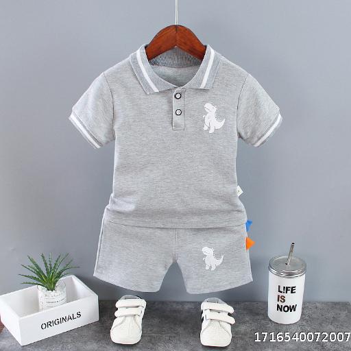 Baby Summer Suit New Baby Children's Wear Boys Summer Dinosaur Short sleeved POLO Shirt Two Piece Set
