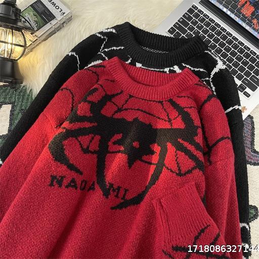 American retro vintage heavy-duty spider sweater for men and women, soft and glutinous, super beautiful couple outfit, autumn and winter knitting