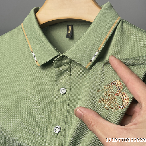 Heavyweight Summer New Short sleeved T-shirt Men's Polo Top with Large Collar Embroidery Middle aged Trendy Men's Top