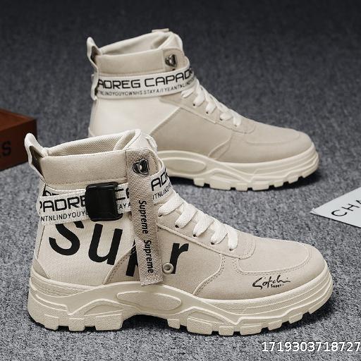 Martin Boots Men's 2024 New Spring and Autumn Versatile Round Head High Top Trendy Martin Boots Men's Military Boots Men's Shoes