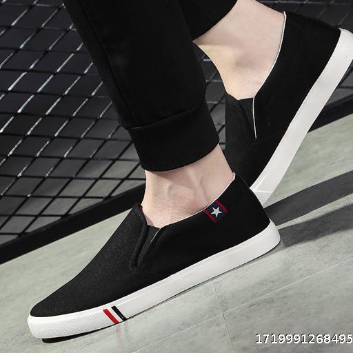 Douchuan Low cut Men's Canvas Shoes Men's Shoes Breathable One Step Sneaker Casual Board Shoes Men's Large Size Shoes Wholesale Labor Protection Shoes