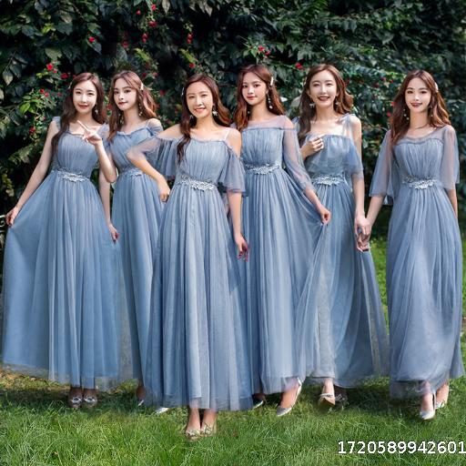 Bridesmaid Dress 2024 New Temperament Bridesmaid Sisters Skirt Length Slimming Party Graduation Host Choral Dress Female