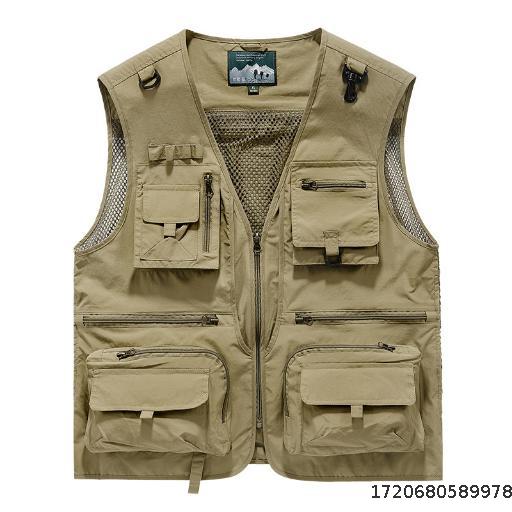 Spring and Autumn New Mesh Quick Drying Vest Men's Casual Outdoor Multi Bag Fishing Photography vest