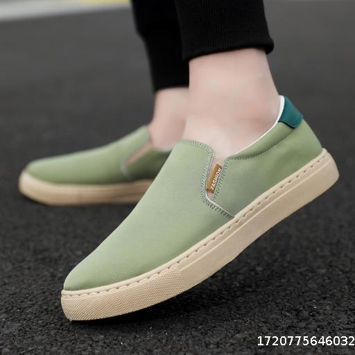 Multi-color oversized men's shoes Ice silk canvas shoes Men lazy slip-on casual board shoes men's cloth shoes