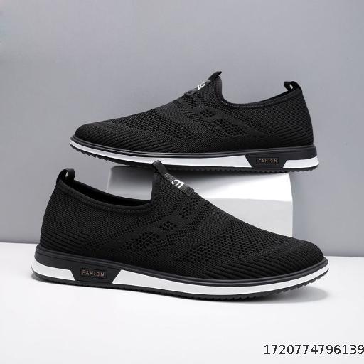 Flyknit mesh shoes for men, fashionable and breathable, versatile sports shoes for one foot, casual men's shoes