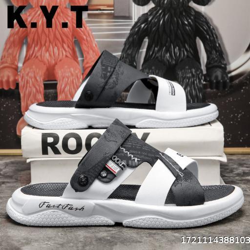 Sandals men 2024 new summer outside wear beach drivers driving two wear anti-slip anti-odor wear-resistant slippers