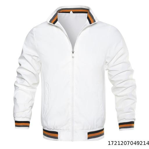 Men's new solid color cardigan jacket casual men's coach jacket