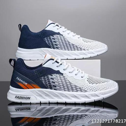 Mesh woven breathable and odor proof lightweight casual sports running men's shoes