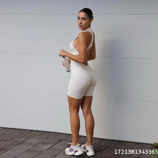 2024 Spring Women's New Sexy Open Back High Waist Sleeveless Tight Hip hugging Sports jumpsuit