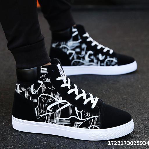 Spring and Autumn High Top Shoes Korean Edition Men's Shoes Student Canvas Shoes Men's Casual Shoes Trendy Winter Youth Board Shoes
