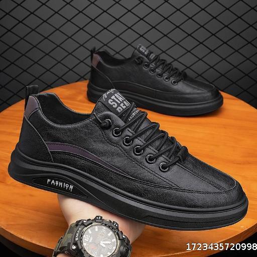 Spring and summer men's shoes new breathable waterproof non-slip shoes men fashion black leather shoes casual board shoes