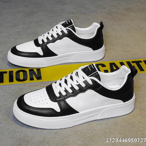 Men's Shoes Summer Edition Breathable Leather Surface White Shoes Trendy Versatile Sports and Leisure Shoes Men's Low Top Trendy Brand Board Shoes