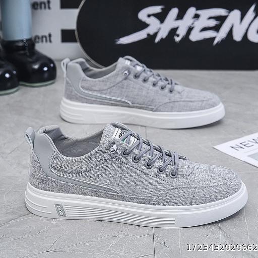 Men's Shoes 2024 New Spring Breathable Linen Shoes Trendy Versatile Shoes Men's Canvas Shoes Thin Casual Board Shoes