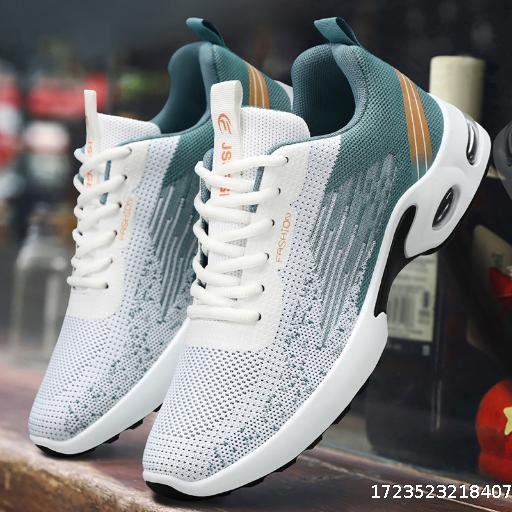 2024 air cushion soft sole sports shoes wholesale flying woven men's shoes