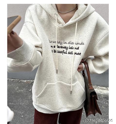 Couple sweatshirt for women autumn and winter high-end American retro loose pullover with hood