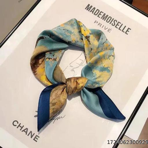 Small scarf Spring/Summer Autumn Korean version polka dot striped scarf for neck protection, stylish shawl scarf, headscarf decoration, thin square scarf