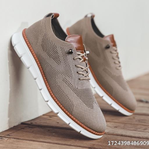 British style plus size men's shoes summer breathable fashion hundred flyknit mesh shoes