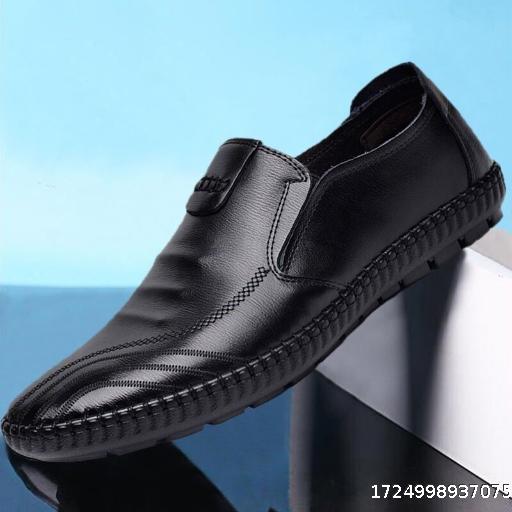 Spring new casual men's shoes Spring and autumn leather shoes soft surface leather toe shoes soft sole men's shoes