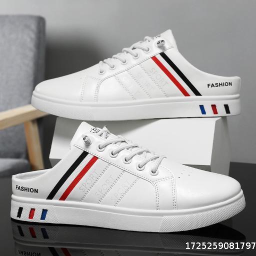 【big size】Baotou slippers men's summer men's large size white shoes half-slip on casual shoes without heels men's shoes