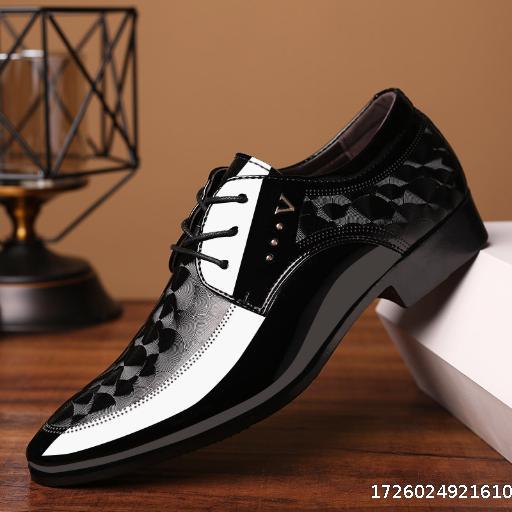 Plus size spring new bright leather shoes men's business dress shoes big size men's shoes all match wedding shoes