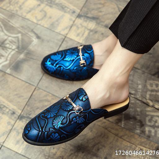 Summer Men's Shoes Fashion Half Slippers Leather Shoes No Heel Casual Slippers Loafers Slippers Beanies