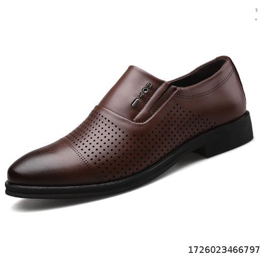 Plus size men's business dress shoes perforated breathable men's shoes hollowed out single shoes all match casual shoes