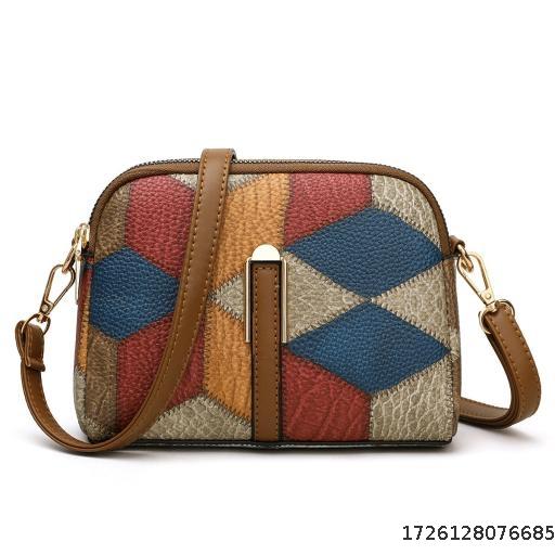 Vintage fashion patchwork color contrast small square bag national style 2024 new style small shoulder crossbody bag