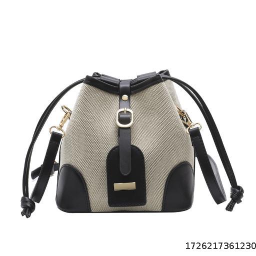 Premium sense canvas hit color crossbody bucket bag female summer new tide niche design fashion hundred shoulder bag
