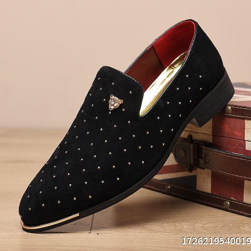 [big size] New Four Seasons Black Legged loafers for men, lazy, casual, one foot drive, fashionable, versatile, wear-resistant British shoes
