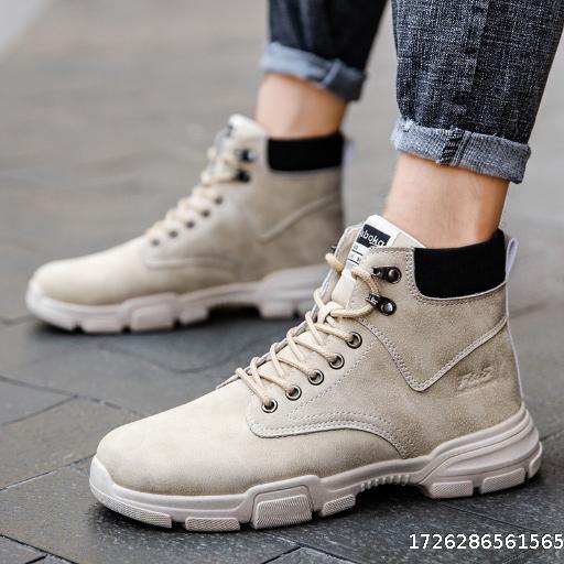 Autumn New Martin Boots British Fashion Breathable workwear Leather Boots Trendy High Top Boots Versatile Retro Trendy Shoes
