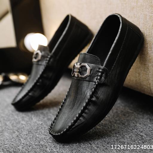 Men's casual leather shoes low top slip-on shoes men summer breathable men's shoes toe shoes men