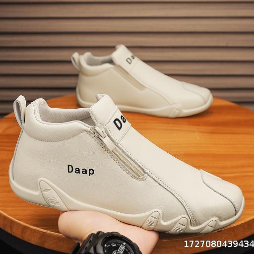 Leather Shoes Men's Casual Octopus Mid Top Work Shoes Soft soled Sports Board Shoes