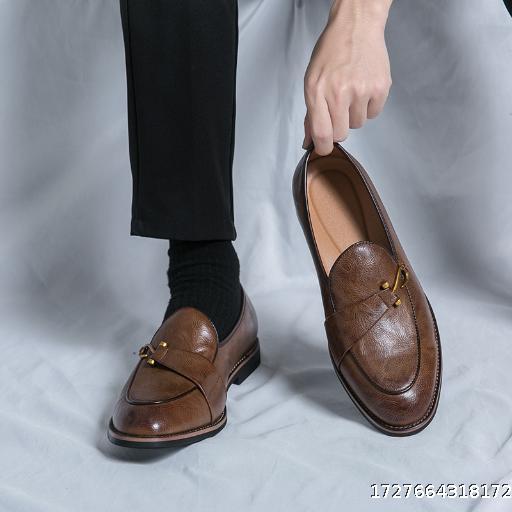 British style men's Loafers business formal casual one foot stirrup leather shoes