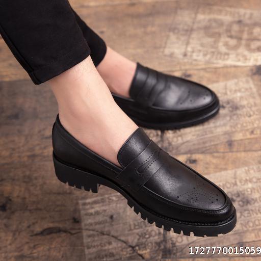 Men's Pointed Toe Sculpted Leather Shoes British style business men's shoes overshoes