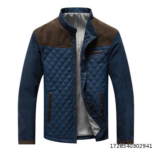Zipper fitted side seam pocket thickened off-the-shelf hooded blue casual youth jacket
