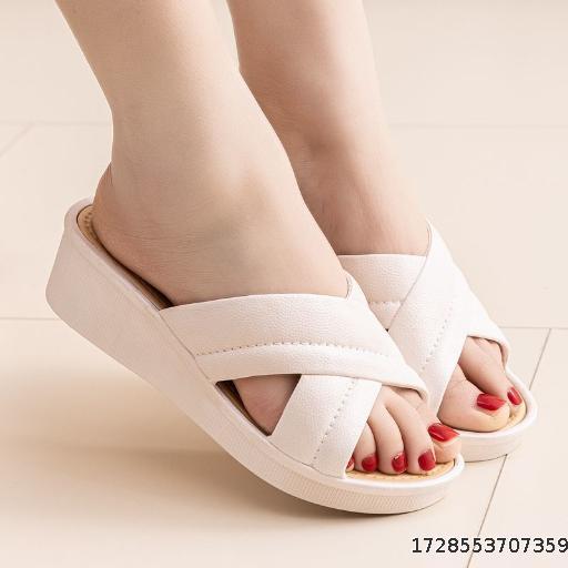 New slippers soft bottom 2024 summer high-heeled non-slip thick bottom casual outside wear versatile a word home