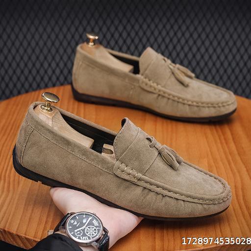 Doudou Shoes Men's Spring New Trendy Men's Shoes One Step Casual Leather Shoes Tassel Soft Bottom Driving Shoes Men