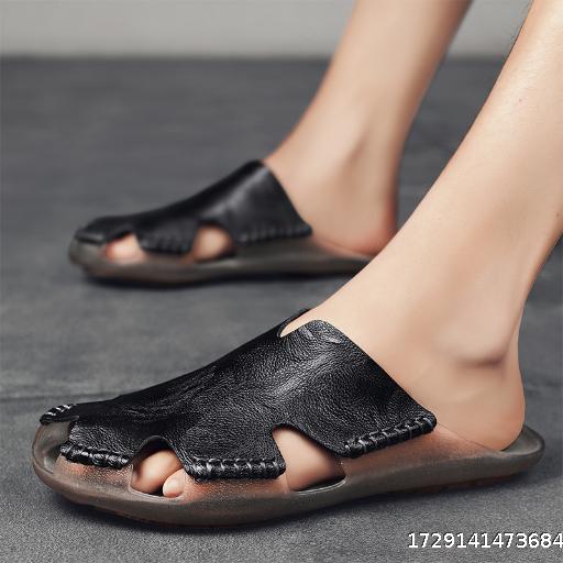 Men's trendy slippers for summer outdoor wear, casual and comfortable cool slippers, plus size soft soled slippers