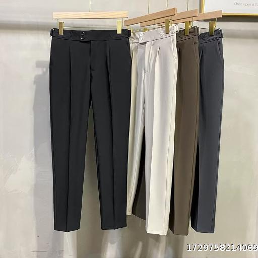 Casual slim fit nine point Western pants for men with a sense of drape, trendy and mature style, professional formal suit pants, spring and autumn small leg pants