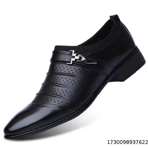 Spring perforated business leather shoes, casual shoes, British men's formal leather shoes, plus size fit, breathable shoes