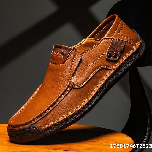 Men's shoes Outdoor casual shoes Flat leather shoes Spring low top plus size LeFu cowhide upper