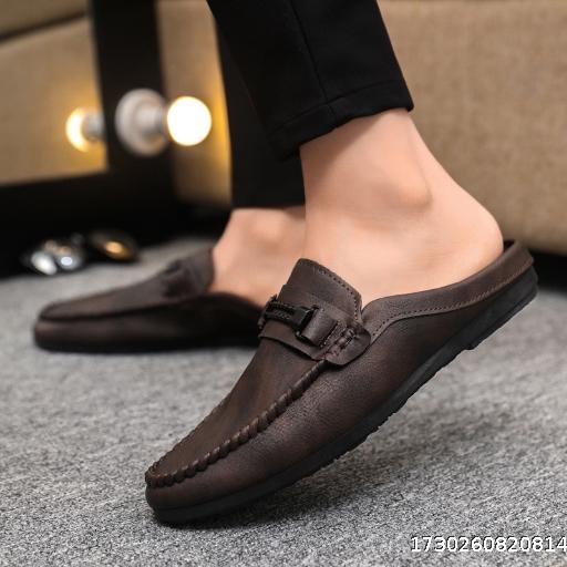 Casual Thin High end Business Black Men's LeFu Bean Shoes Men's Leather Shoes Outdoor Breathable Trendy Soft Leather Waterproof
