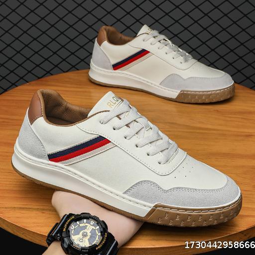 Men's Shoes Summer 2024 New Men's Casual Leather Shoes Trendy Versatile Sports White Board Shoes Summer Men's Trendy Shoes