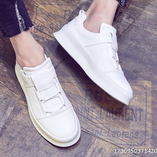 Board Shoes White Lazy Bean Shoes Men's Thick Bottom Heightened White Shoes