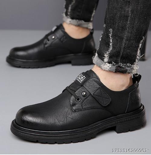 New casual men's casual shoes made of genuine leather and cowhide, men's shoes with trendy anti slip and versatile soft sole, British workwear shoes