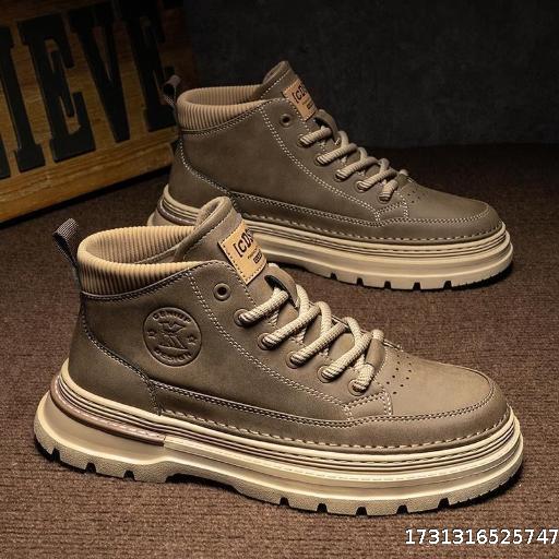 Men's Shoes Autumn New Collection British Retro Mid Top Martin Boots Men's Casual Work Shoes Trendy Low Top Short Boots Leather Shoes